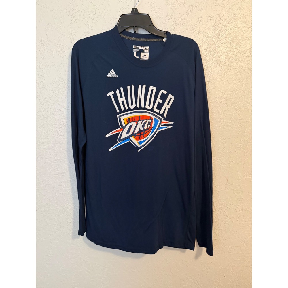 Adidas Oklahoma City Thunder NBA Ultimate Tee Navy Long Sleeve Shirt Mens Large